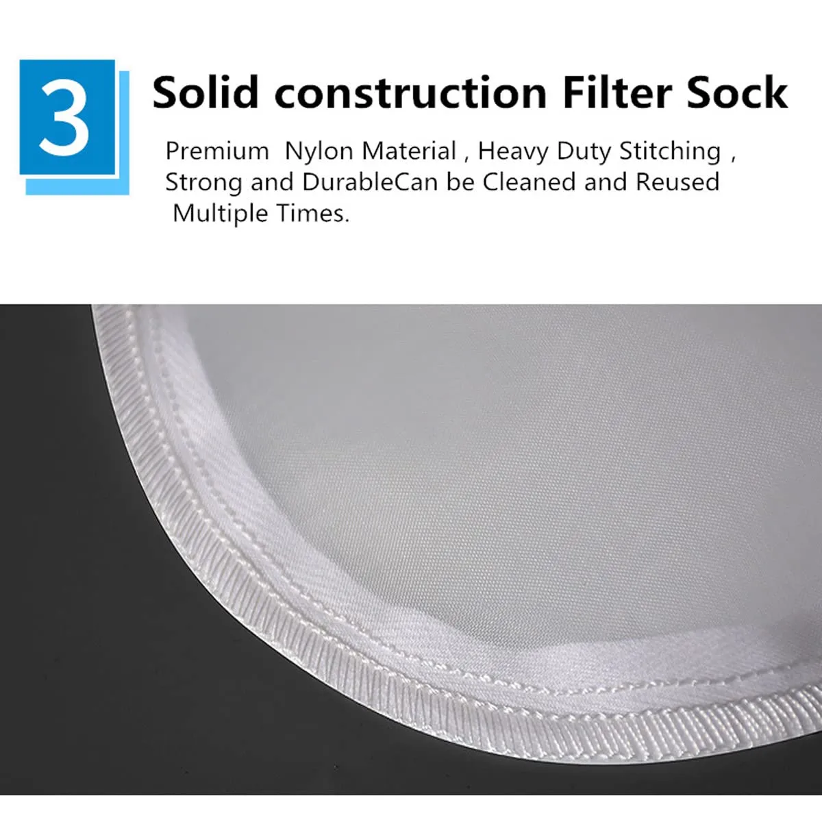 7Inch Ring 400 Micron Nylon Monofilament Mesh Filter Bag,7" x 32" Liquid Filter Sock (400Micron 7" x 32“)