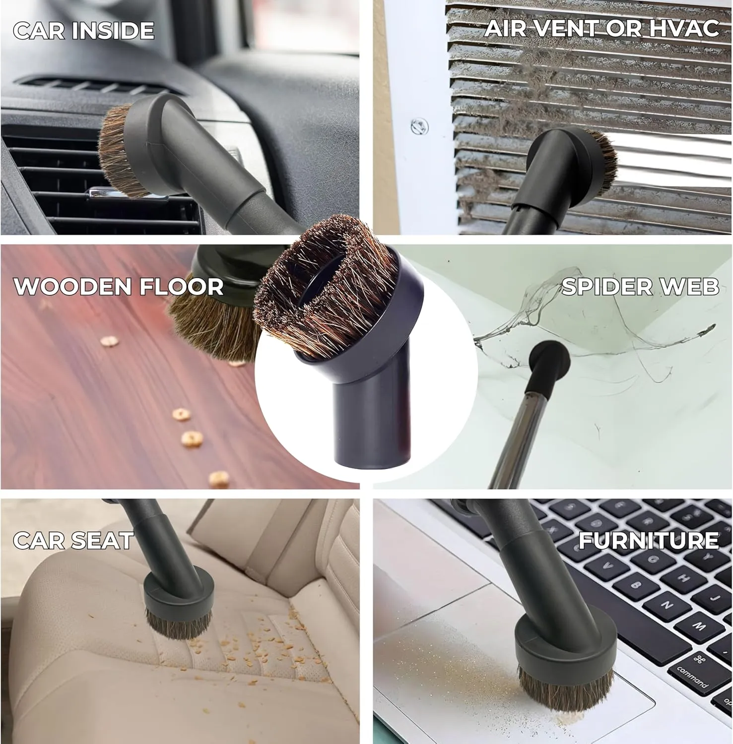 8-Pack Household Vacuum Cleaning Kit – Fits 1-3/8" (35mm), and 1-1/4" (32mm) Attachments & Accessories: Includes Hose Adapters, Flexible Crevice Tool for Hard-to-Reach Places, and More