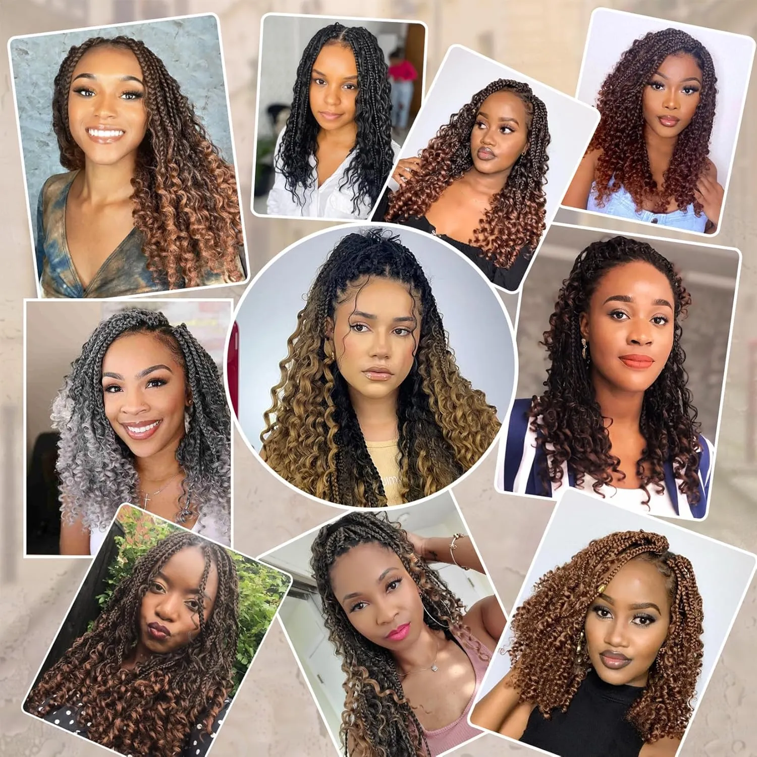 8 Packs Boho Box Crochet Braids Pre Looped with Curly Ends - 8 Inch Goddess Bohemian Box Braids Crochet Hair for Black Women Synthetic 3X Boho Crochet Hair Extensions Pre Looped #4