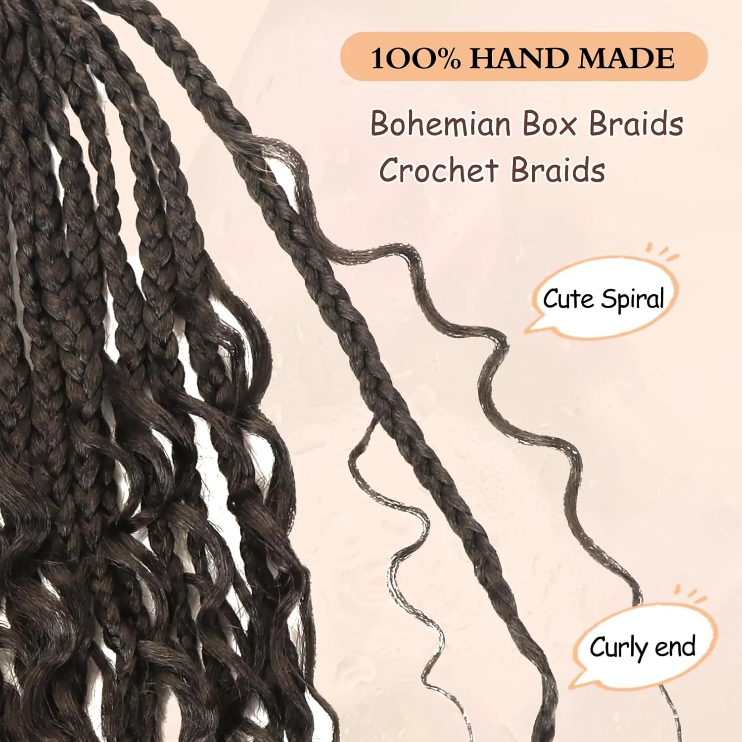 8 Packs Boho Box Crochet Braids Pre Looped with Curly Ends - 8 Inch Goddess Bohemian Box Braids Crochet Hair for Black Women Synthetic 3X Boho Crochet Hair Extensions Pre Looped #4