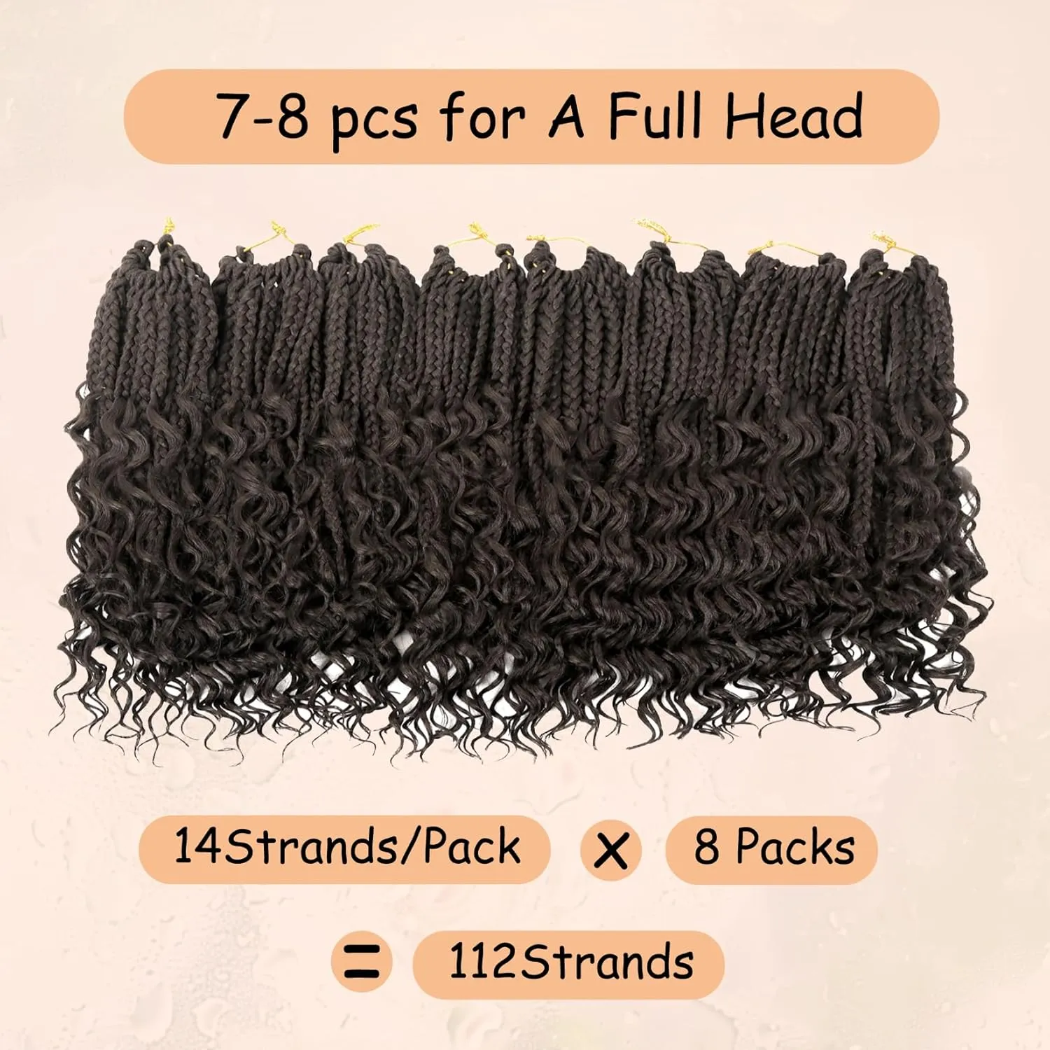 8 Packs Boho Box Crochet Braids Pre Looped with Curly Ends - 8 Inch Goddess Bohemian Box Braids Crochet Hair for Black Women Synthetic 3X Boho Crochet Hair Extensions Pre Looped #4