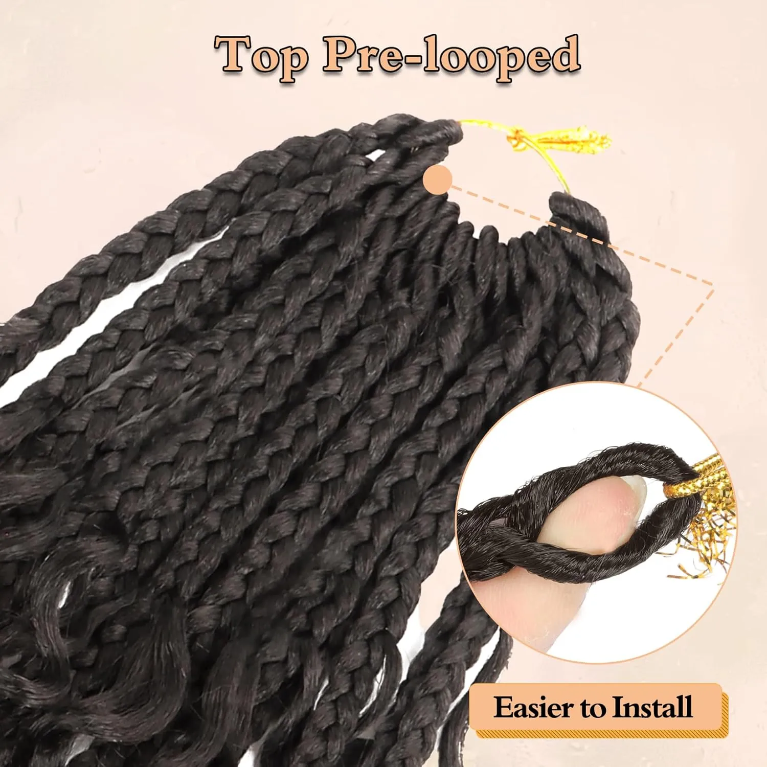 8 Packs Boho Box Crochet Braids Pre Looped with Curly Ends - 8 Inch Goddess Bohemian Box Braids Crochet Hair for Black Women Synthetic 3X Boho Crochet Hair Extensions Pre Looped #4