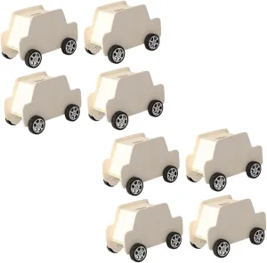 8pcs Wooden Car Shaped Piggy Banks Unfinished Saving Pots for Boys and Girls Creative Money Saving Boxes for Home Decor Fun and Educational Toys