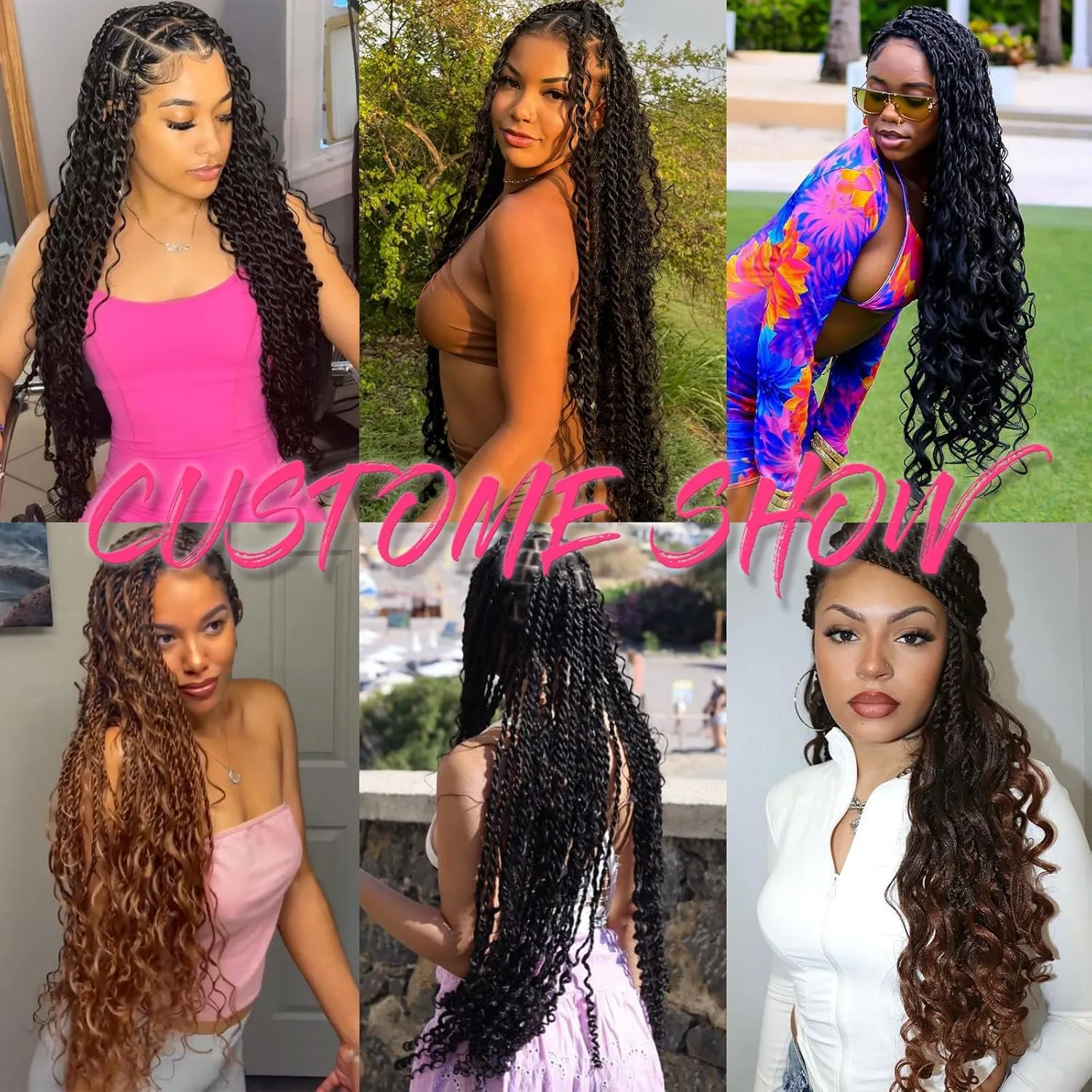 9 Packs Ombre Brown Senegalese Twist Crochet Hair with Curly Ends 24 Inch Boho Island Twist Crochet Braids Pre Looped Natural Goddess Box Braids Crochet Braiding Hair for Black Women T30#