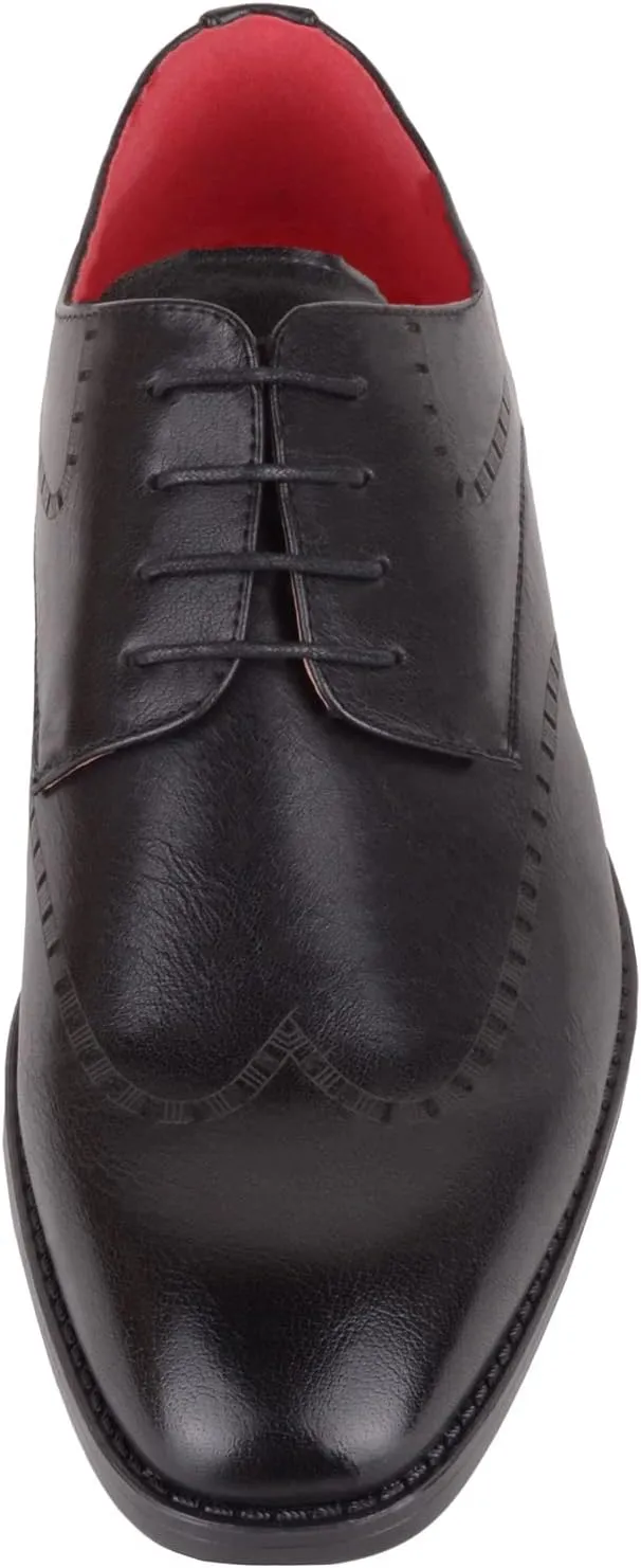 ABSOLUTE FOOTWEAR Mens Slip On Formal Work Wedding School Waterproof Lace Up Laser Cut Pattern Formal Shoes