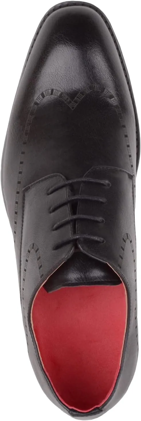 ABSOLUTE FOOTWEAR Mens Slip On Formal Work Wedding School Waterproof Lace Up Laser Cut Pattern Formal Shoes