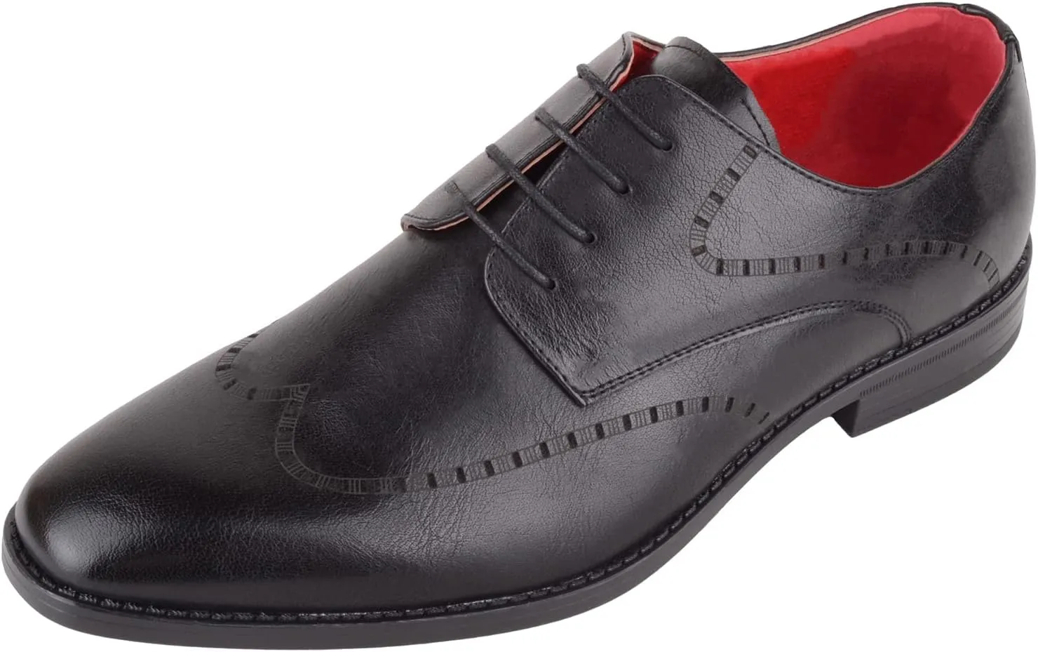 ABSOLUTE FOOTWEAR Mens Slip On Formal Work Wedding School Waterproof Lace Up Laser Cut Pattern Formal Shoes
