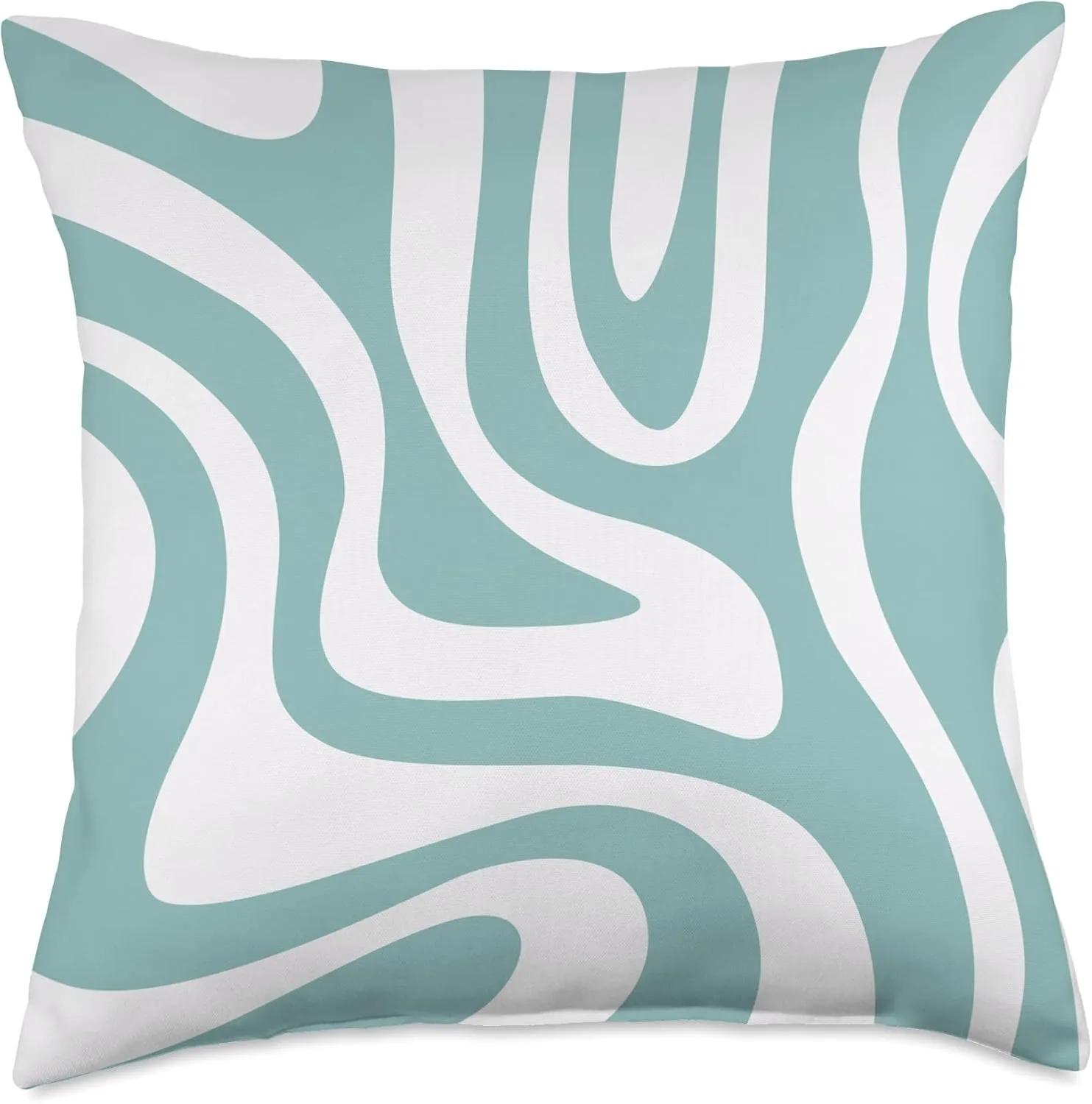 Abstract Boho Neutral an Aqua Striped Swirl Lines for Girl Throw Pillow, 18x18, Multicolor