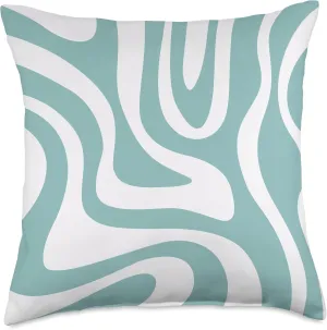 Abstract Boho Neutral an Aqua Striped Swirl Lines for Girl Throw Pillow, 18x18, Multicolor