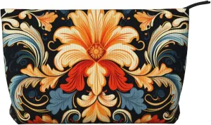 Abstract Flower Pattern Printed corduroy cosmetic bag - travel essential cosmetic storage bag