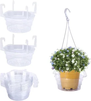 Adnee 15 Pcs 6 Inch Hanging Plant Water Catcher-Clear Plastics Plant Water Catcher Tray-Hanging Plant Saucers Drip Pans for Indoor Outdoor Hanging Basket Flower Pot