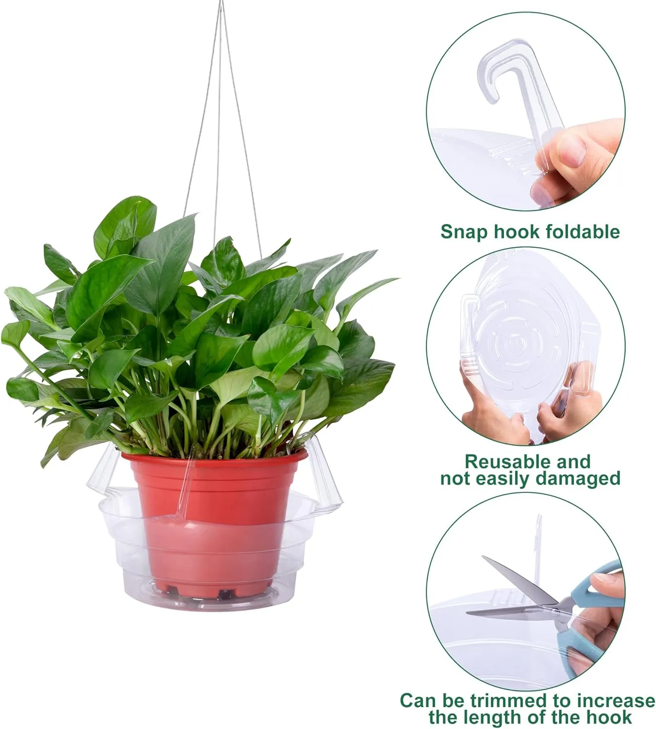 Adnee 15 Pcs 6 Inch Hanging Plant Water Catcher-Clear Plastics Plant Water Catcher Tray-Hanging Plant Saucers Drip Pans for Indoor Outdoor Hanging Basket Flower Pot