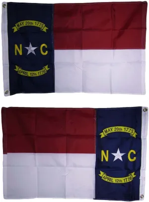 AES 2x3 Embroidered State of North Carolina Double Sided 210D Sewn Nylon Flag 2'x3' Banner Grommets Double Stitched Fade Resistant Premium Quality