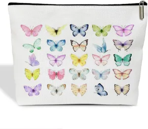 Aesthetics Makeup Bag for Women, Butterfly Gifts for Women Butterflies Lover Gifts for Daughter Sister Besties Coworker Friends Toiletry Cosmetic Bag, Zipper Travel Organizer Pouch -FS294