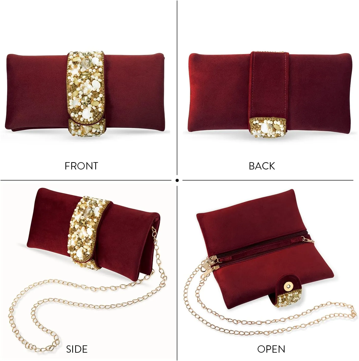 Aheli Clutch Purses Gift for Women Handmade Evening Bridal Handbags