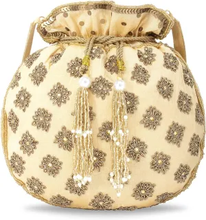Aheli Embroidered Potli Bag Gift for Women Handmade Ethnic Purse Evening Handbags Stylish Bridal Fashion Clutch Bag