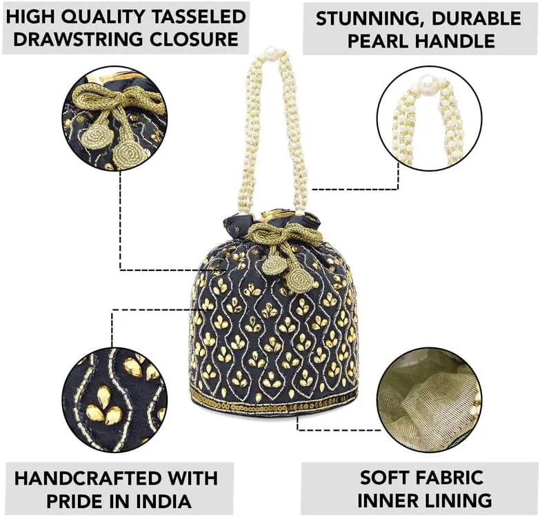 Aheli Potli Bag Gift for Women Handmade Evening Wristlet Handbag Stylish Bridal Purse Fashion Bag