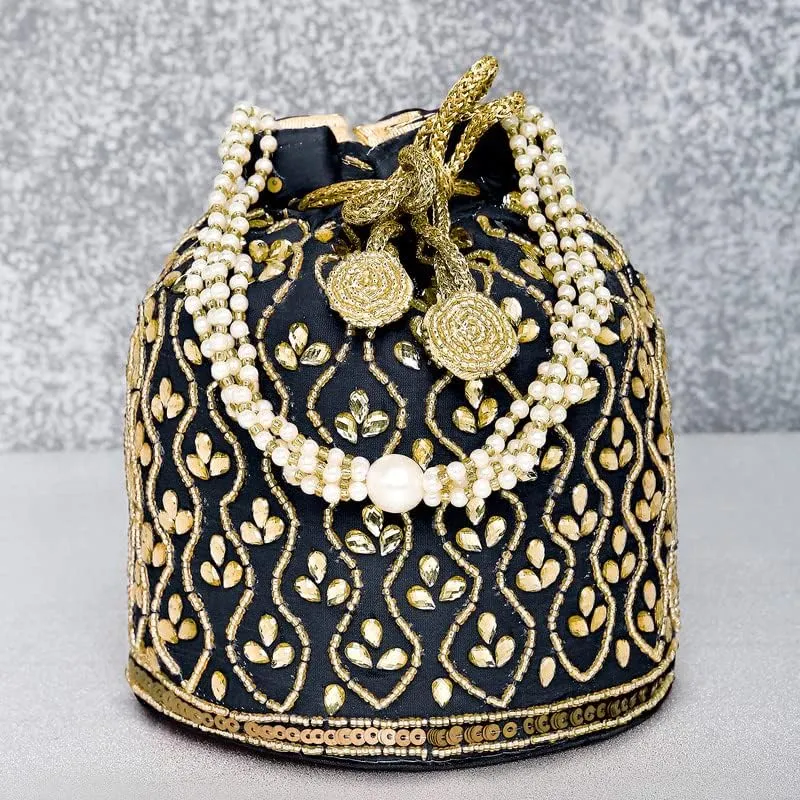 Aheli Potli Bag Gift for Women Handmade Evening Wristlet Handbag Stylish Bridal Purse Fashion Bag