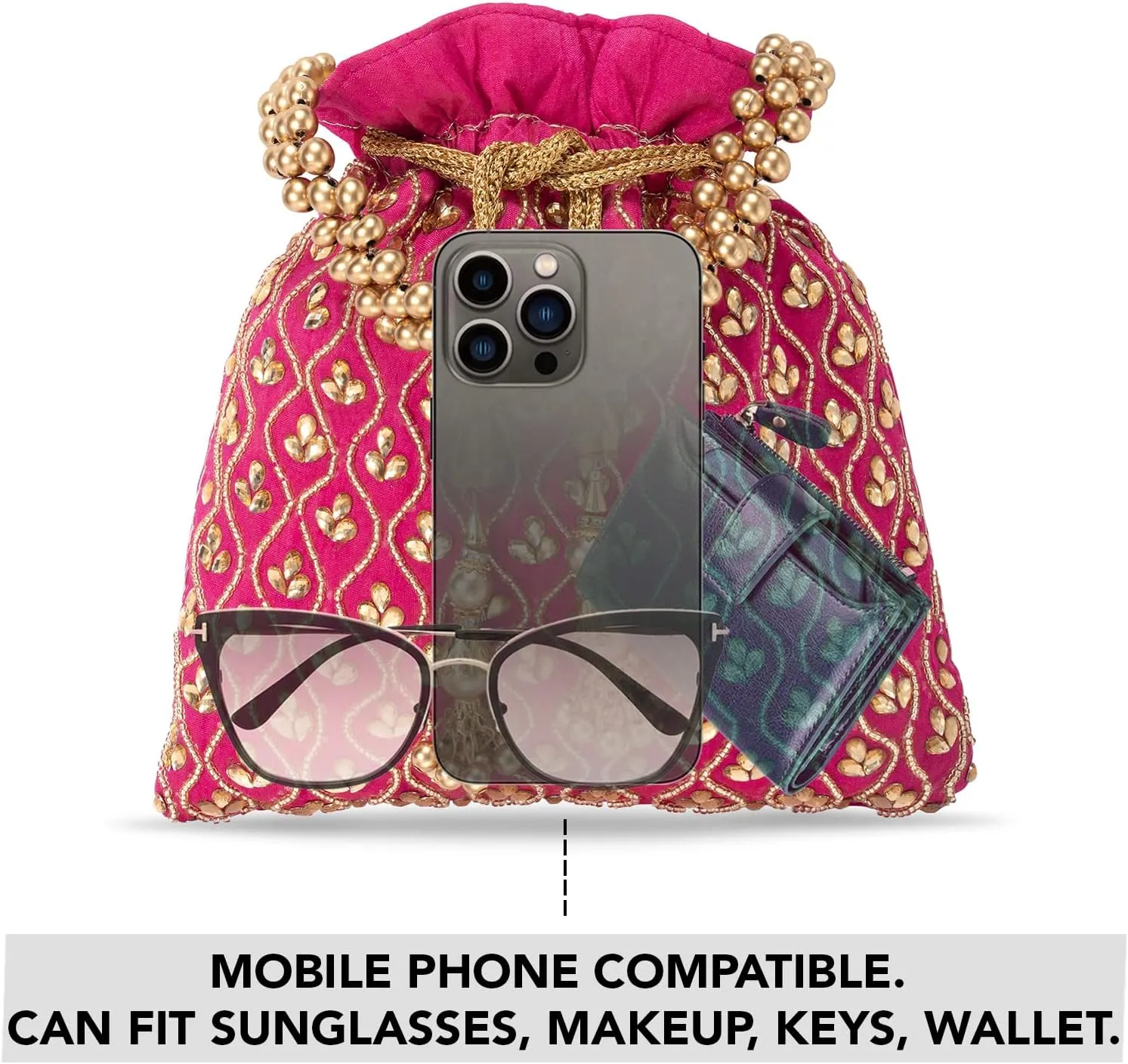 Aheli Potli Purses Gift for Women Handmade Evening Handbag Stylish Bridal Fashion Wristlet
