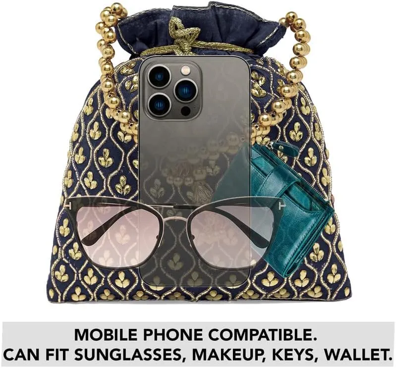 Aheli Potli Purses Gift for Women Handmade Evening Handbag Stylish Bridal Fashion Wristlet