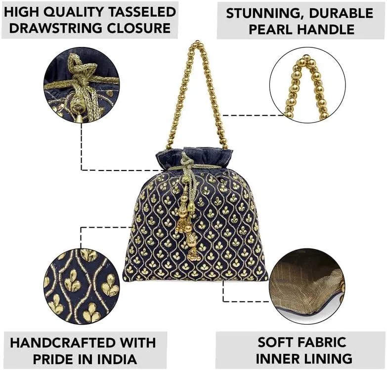 Aheli Potli Purses Gift for Women Handmade Evening Handbag Stylish Bridal Fashion Wristlet