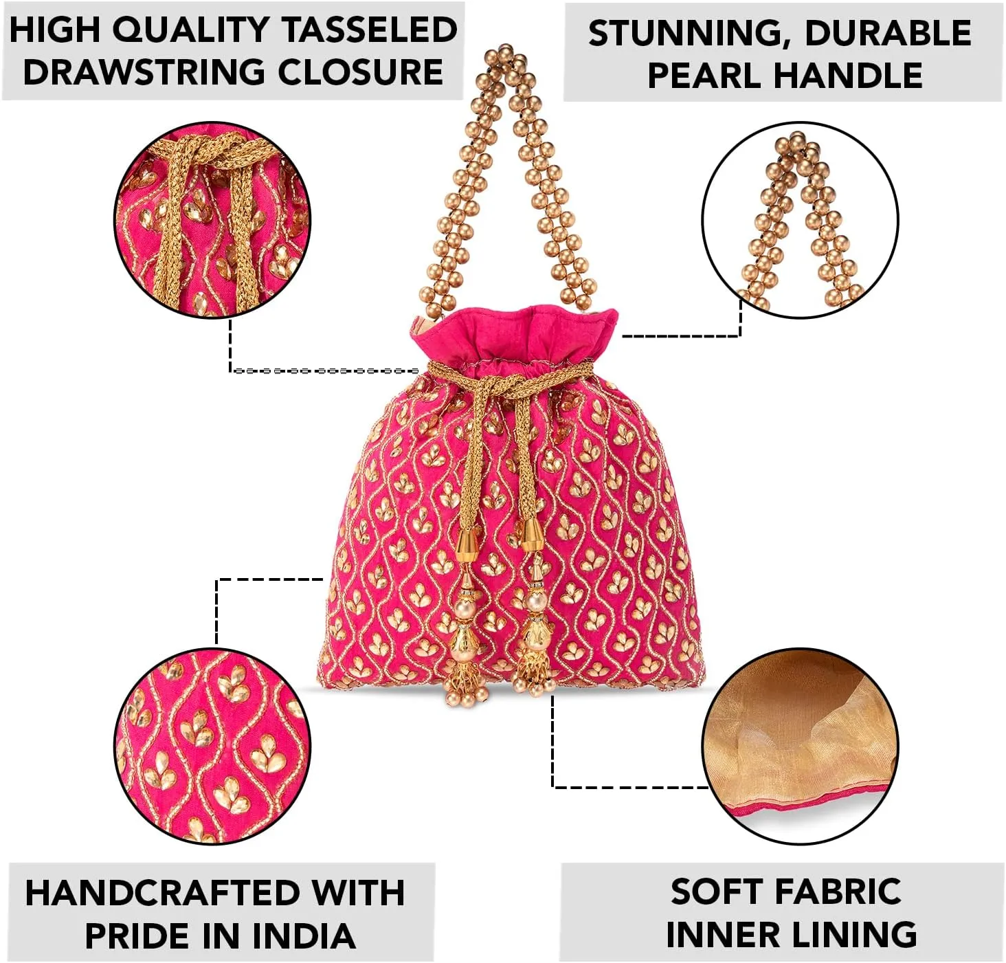 Aheli Potli Purses Gift for Women Handmade Evening Handbag Stylish Bridal Fashion Wristlet