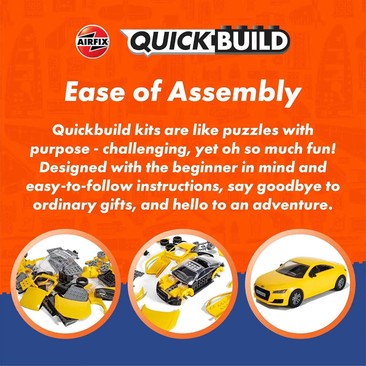 Airfix J6036 Quickbuild Plastic Model Car Kits - Ford Mustang GT - Easy Assembly Snap Together Model Kit, Classic Car for Adults & Kids to Build, Model Sports Car, Building Toys Set
