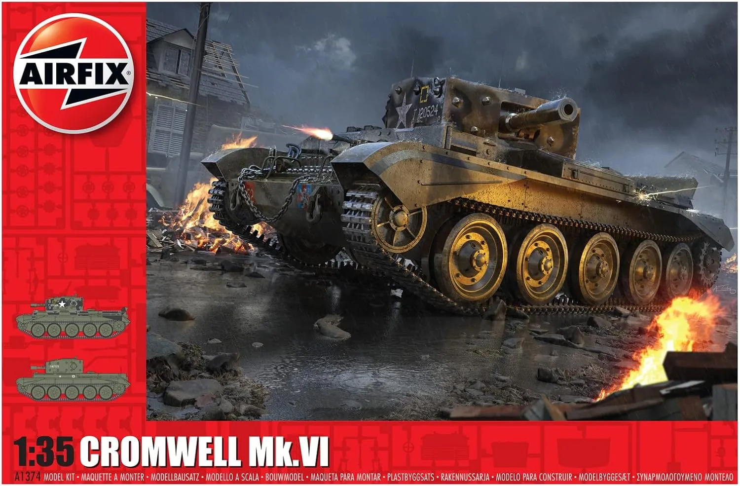 Airfix Model Tank - A1374 Cruiser Mk.VIII A27M Cromwell Mk.VI, Plastic Model Kits for Adults & Kids, 1:35 Scale, Skill Level 3, WW2 Theme Military Models, World War 2 Tanks