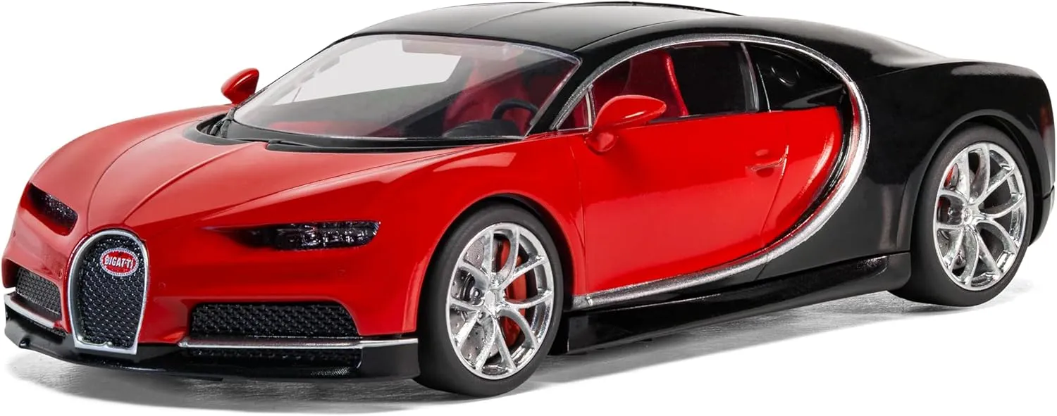 Airfix Starter Set Model Kit Car - A55005 Bugatti Chiron - 1:43 Scale Plastic Model Car Kits, Model Cars to Build and Paint for Adults & Kids 14 , Includes Paints - Mens Hobbies Kits, Skill Lvl. 1