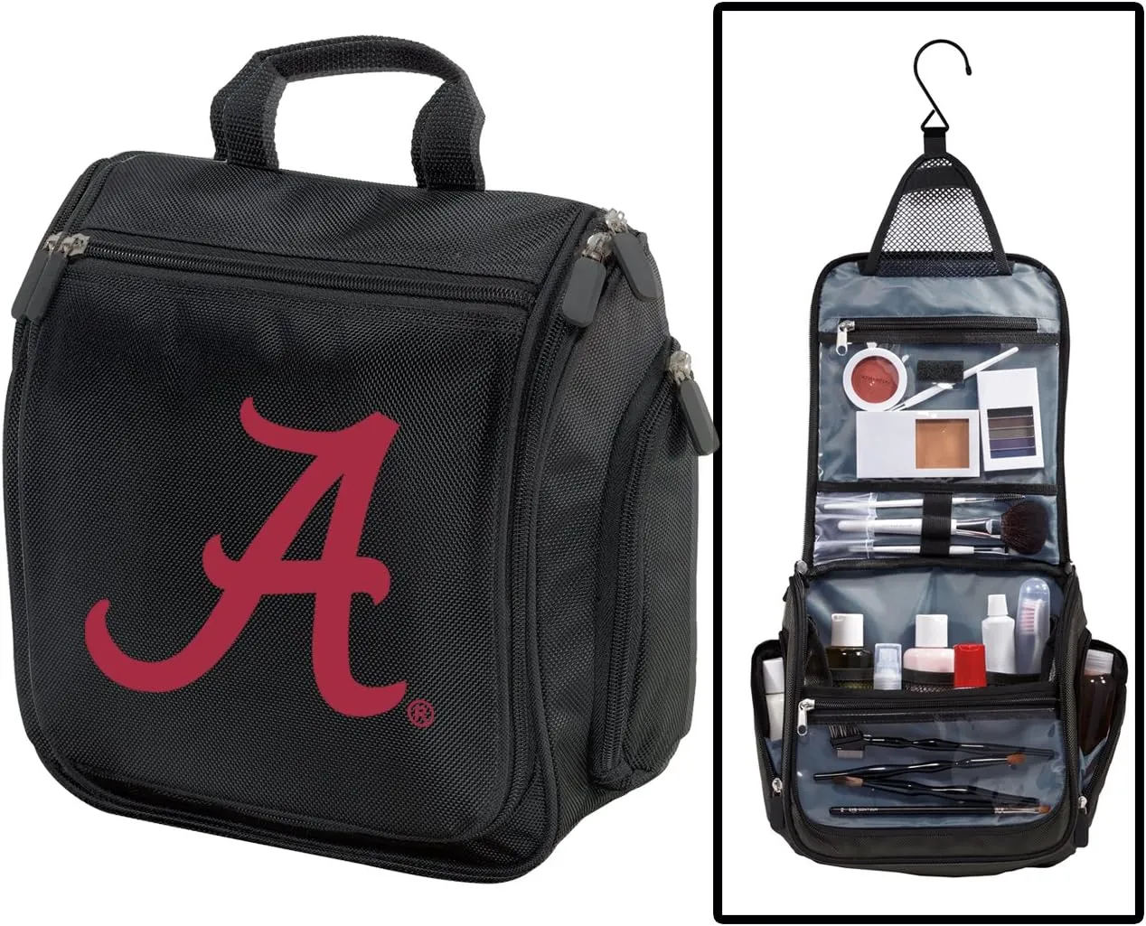 Alabama Toiletry Bags Or Hanging University of Alabama Mens Shaving Kit for Travel (Black - A Logo)