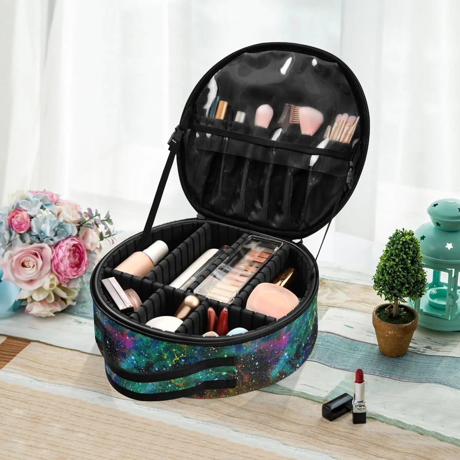 ALAZA Abstract Colorful Universe Nebula Night Starry Sky Travel Cosmetic Organizer Make up Organizer Toiletry Bag
