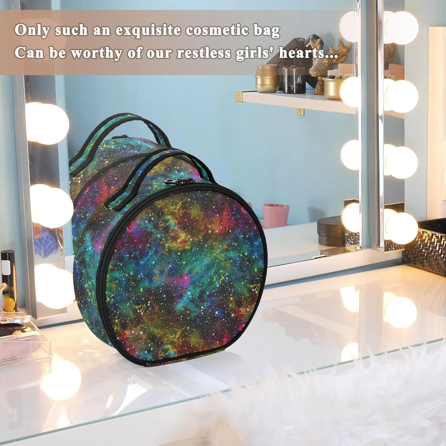 ALAZA Abstract Colorful Universe Nebula Night Starry Sky Travel Cosmetic Organizer Make up Organizer Toiletry Bag