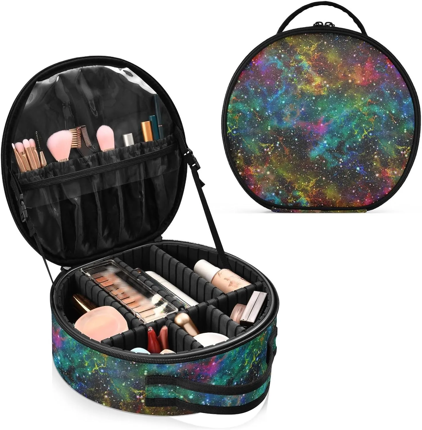 ALAZA Abstract Colorful Universe Nebula Night Starry Sky Travel Cosmetic Organizer Make up Organizer Toiletry Bag