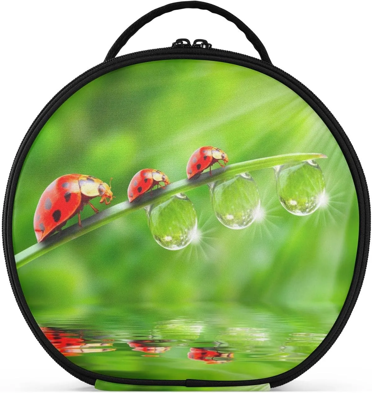 ALAZA Ladybugs Family on A Dewy Grass Travel Makeup Organizer for Jewelry Digital Accessories