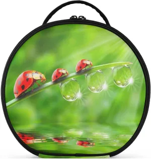 ALAZA Ladybugs Family on A Dewy Grass Travel Makeup Organizer for Jewelry Digital Accessories