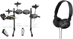 Alesis Turbo Mesh Kit – Electric Drum Set With 100  Sounds & Sony ZX Series Wired On-Ear Headphones, Black MDR-ZX110, 7.87 x 1.81 x 5.87 inches