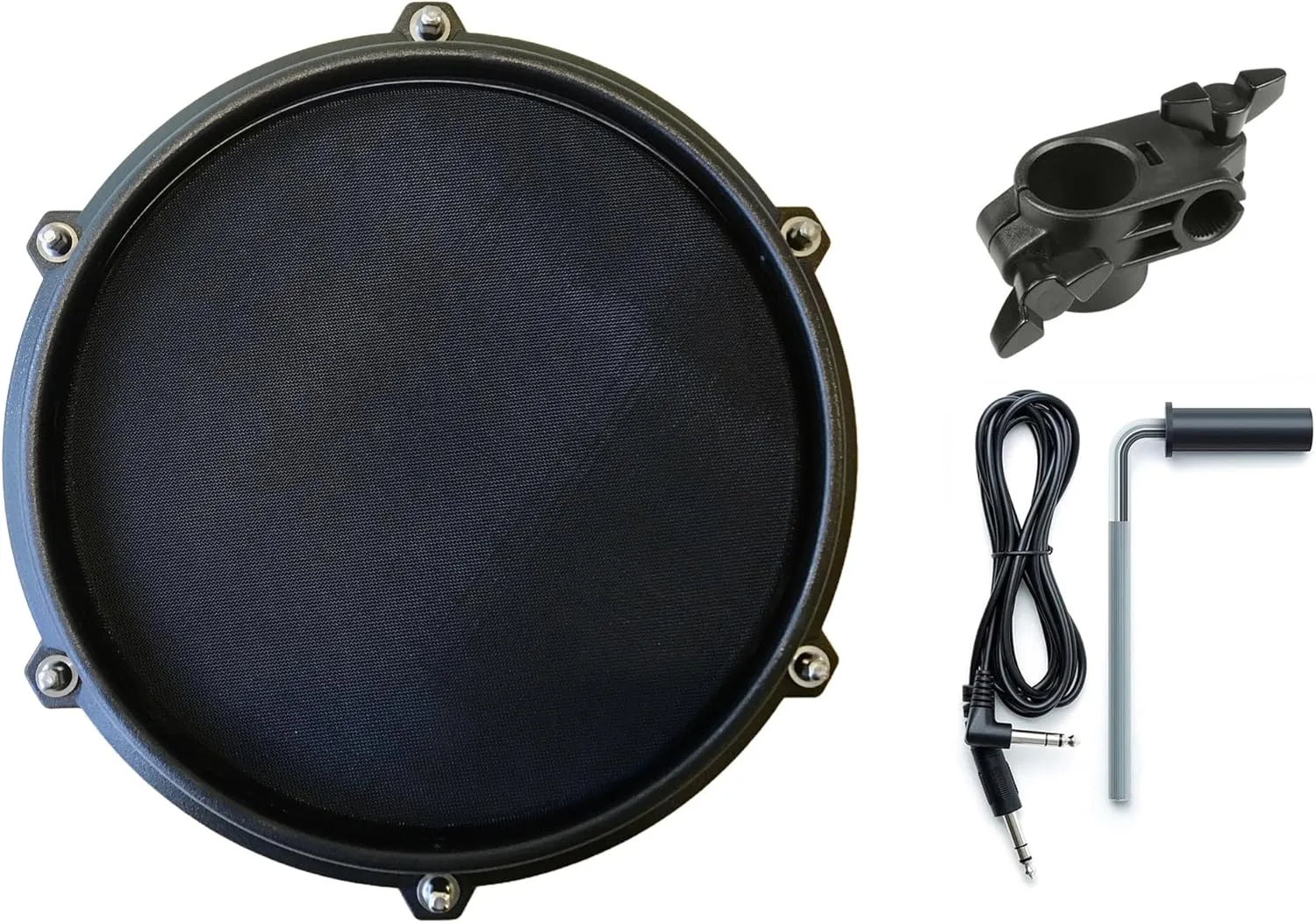 Alesis Turbo/Nitro Express 8 Inch Single-Zone Mesh Tom Pad with 1.5 inch Clamp (see compatability) and Silverline Audio 10ft Trigger Cable Bundle