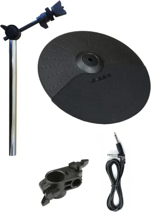 Alesis Turbo/Nitro Express/Nitro Pro 10 Inch Cymbal with 19 Inch Cymbal Arm/Clamp and Silverline Audio 10ft Connection Cable Bundle - Compatible with Surge, Command, Crimson, Strike