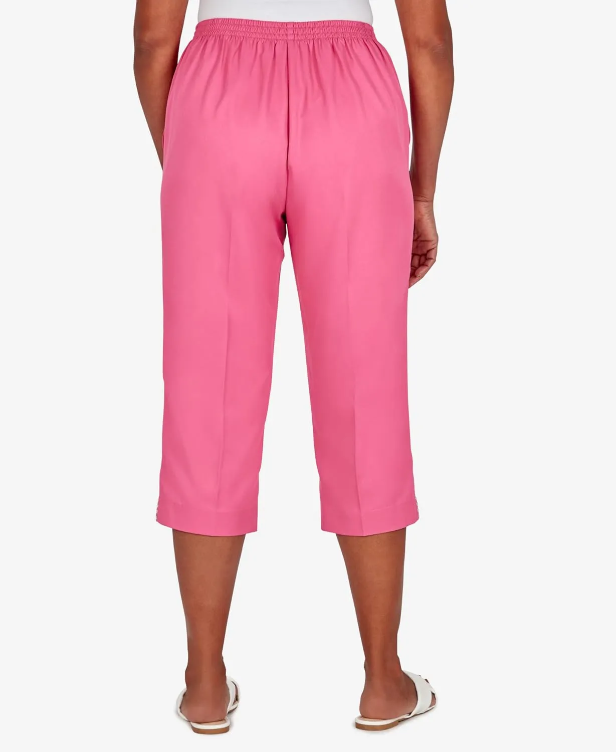 Alfred Dunner Women's Petite Embellished Cuff Twill Capri