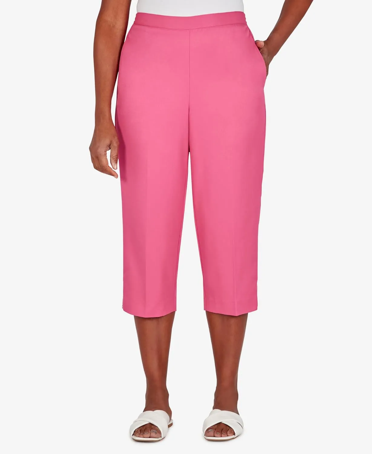 Alfred Dunner Women's Petite Embellished Cuff Twill Capri