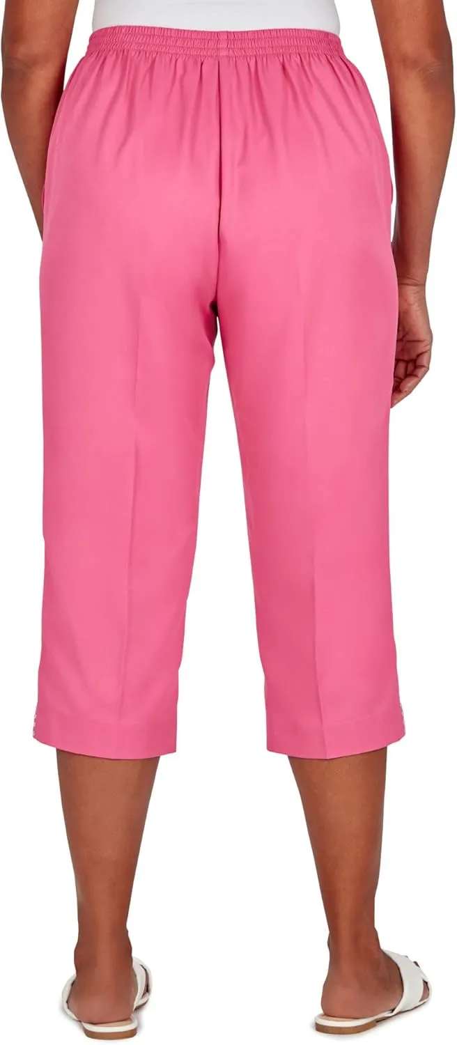 Alfred Dunner Women's Petite Embellished Cuff Twill Capri