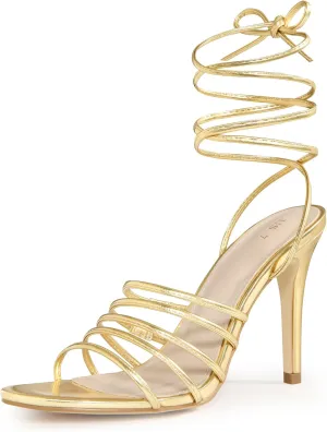 Allegra K Women's Lace Up Strappy Stiletto High Heel Sandals