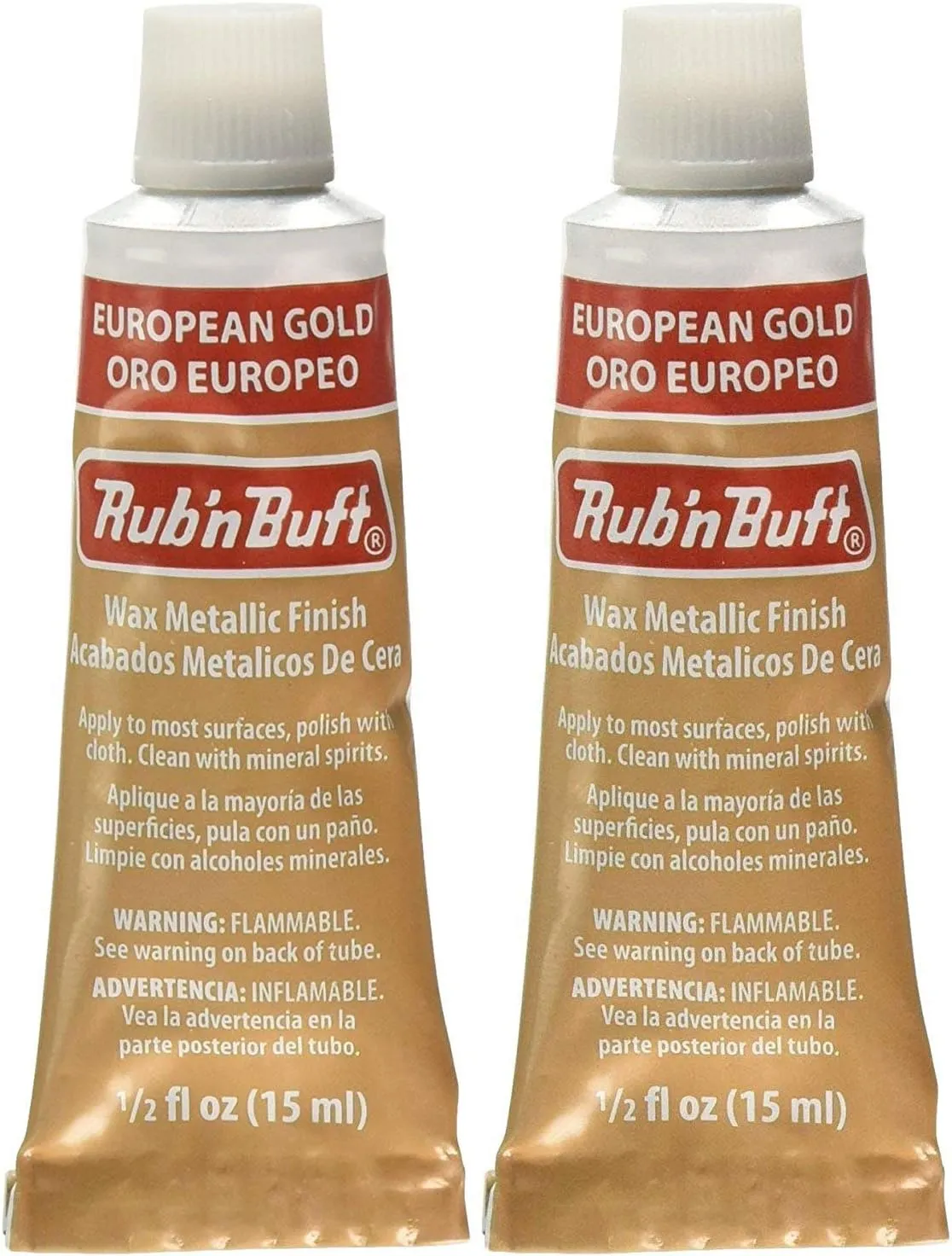AMACO - Rub 'n Buff Wax Metallic Finish, (European Gold), (0.5-Fluid Ounce) (2-Pack)