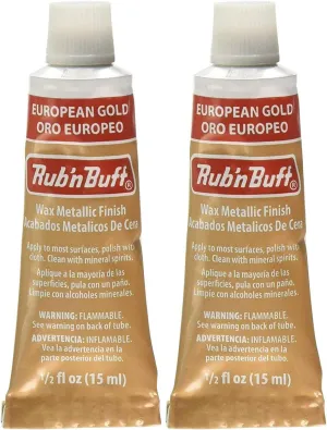 AMACO - Rub 'n Buff Wax Metallic Finish, (European Gold), (0.5-Fluid Ounce) (2-Pack)