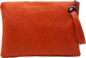 Amaze Womens Oversized Clutch Bag Large PU Leather Pouch Evening Handbags Envelope Purse with Wristlet Shoulder Lady