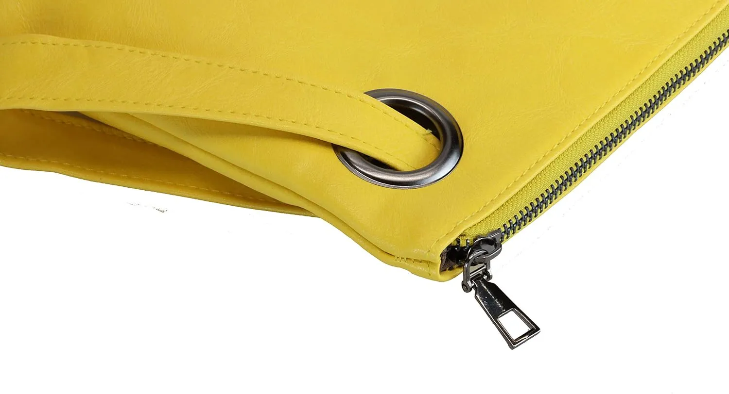 Amaze Womens Oversized Clutch Bag Large PU Leather Pouch Evening Handbags Envelope Purse with Wristlet Shoulder Lady