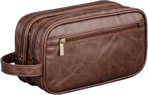 Amexo Men's Toiletry Bag Travel Durable Travel Bag Gym Bag Men Beauty Case Toiletry Accessories (Brown), brown, retro