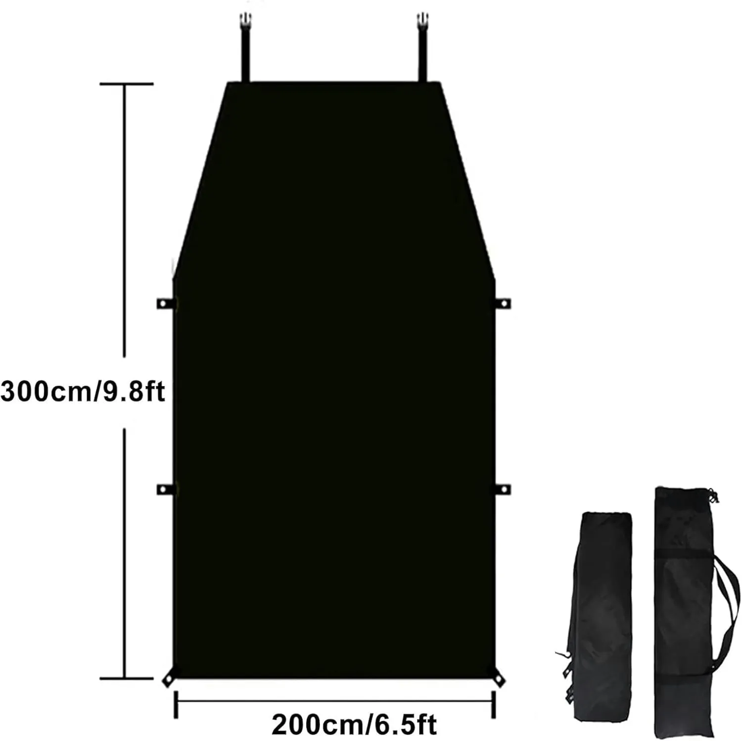 AMNOOL Camping Tarps for Tents, Multifunctional Waterproof Truck Awning, 9.8 * 6.5ft Tent Camping Shelter Canopy, PU 2000mm (Color : Black 300 * 200cm/9.8 * 6.5ft)