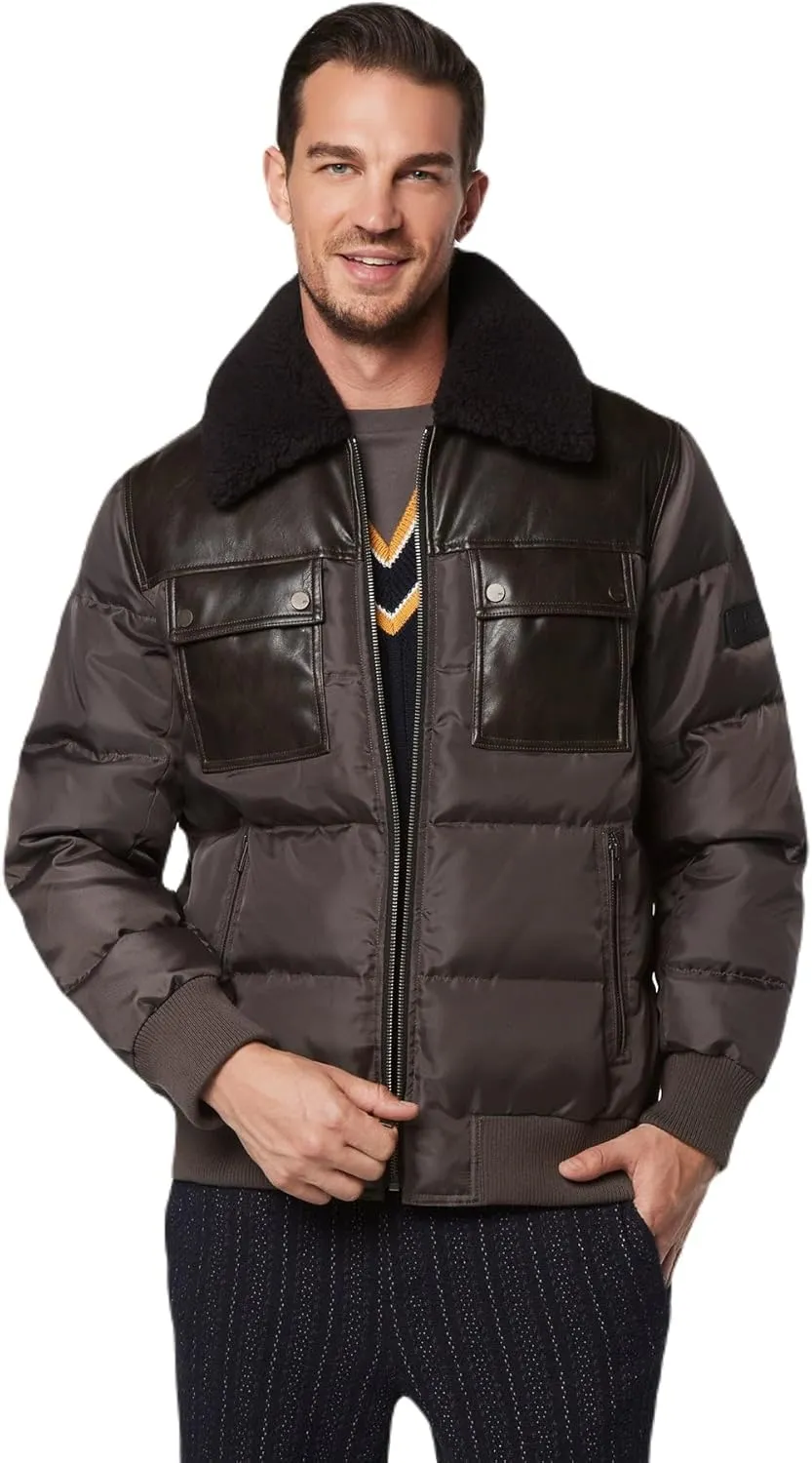 Andrew Marc Men's Faux Leather Sherling Jacket