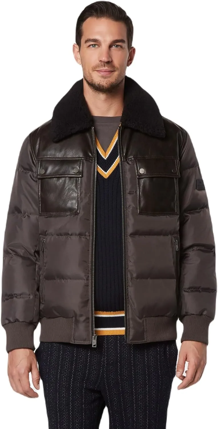 Andrew Marc Men's Faux Leather Sherling Jacket